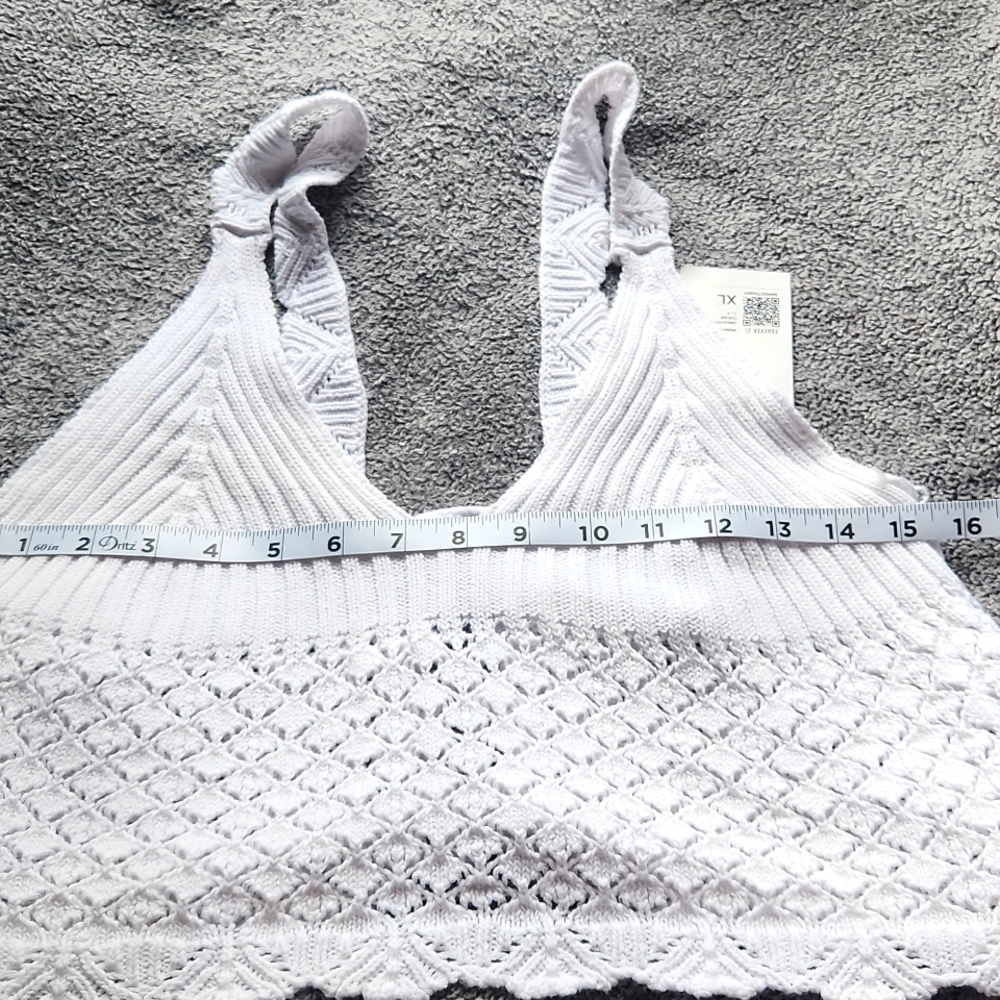 Forever21 Women's Summer, Vacation, Beach Pool, White Crotchet with Back Tie Top - Picture 4 of 6